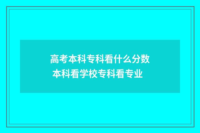 高考本科专科看什么分数 本科看学校专科看专业