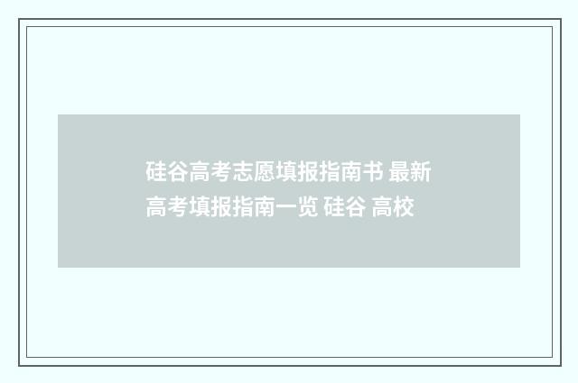 硅谷高考志愿填报指南书 最新高考填报指南一览 硅谷 高校