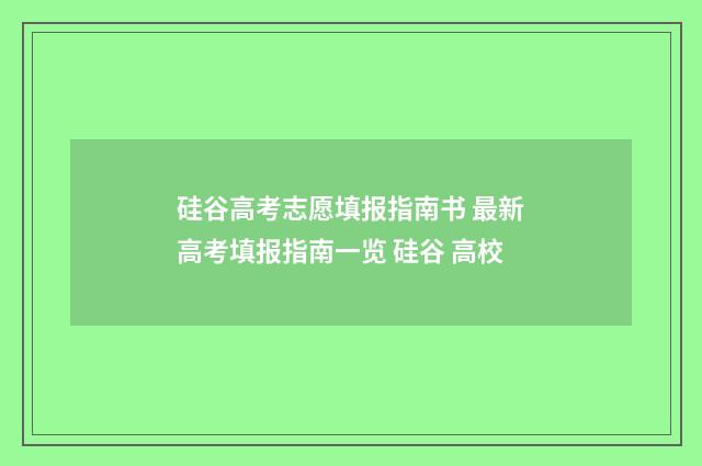 硅谷高考志愿填报指南书 最新高考填报指南一览 硅谷 高校