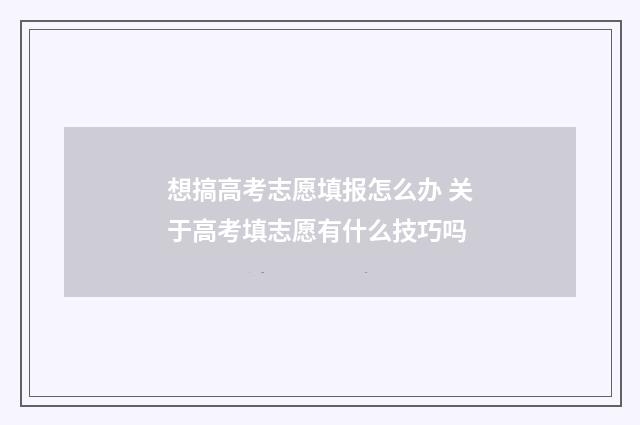 想搞高考志愿填报怎么办 关于高考填志愿有什么技巧吗
