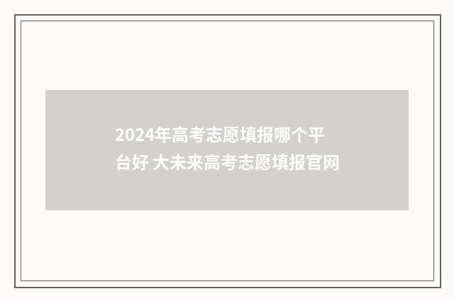 2024年高考志愿填报哪个平台好 大未来高考志愿填报官网