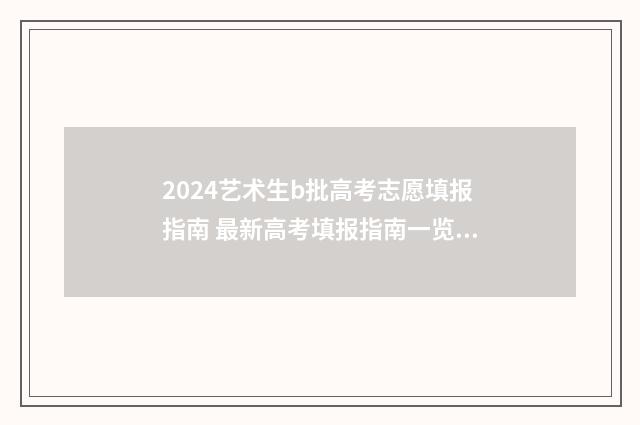 2024艺术生b批高考志愿填报指南 最新高考填报指南一览 2024年高考艺术类
