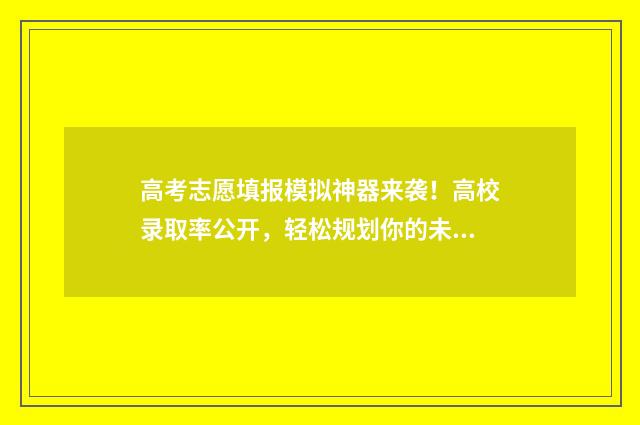 高考志愿填报模拟神器来袭！高校录取率公开，轻松规划你的未来 高考志愿填报模板