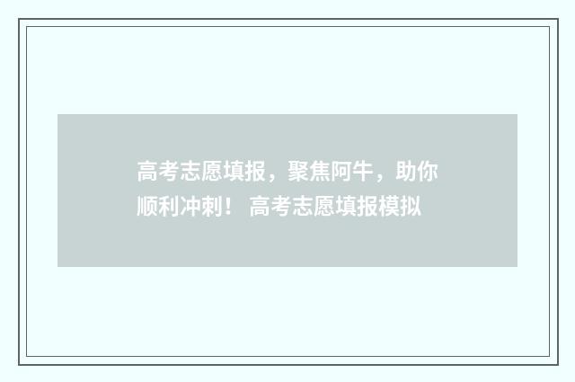 高考志愿填报，聚焦阿牛，助你顺利冲刺！ 高考志愿填报模拟