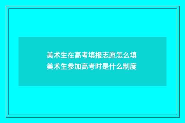 美术生在高考填报志愿怎么填 美术生参加高考时是什么制度