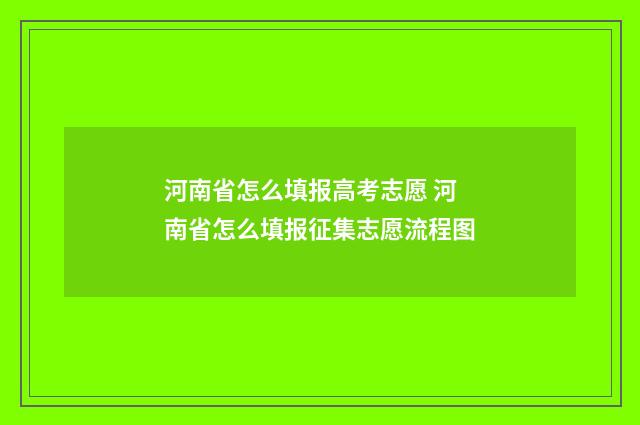 河南省怎么填报高考志愿 河南省怎么填报征集志愿流程图