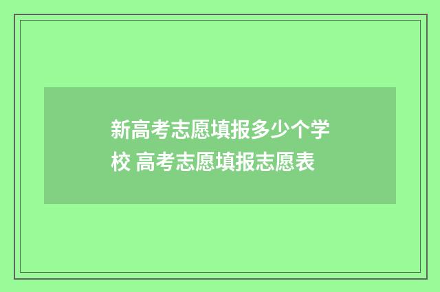 新高考志愿填报多少个学校 高考志愿填报志愿表