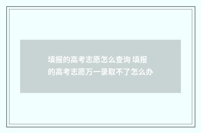 填报的高考志愿怎么查询 填报的高考志愿万一录取不了怎么办