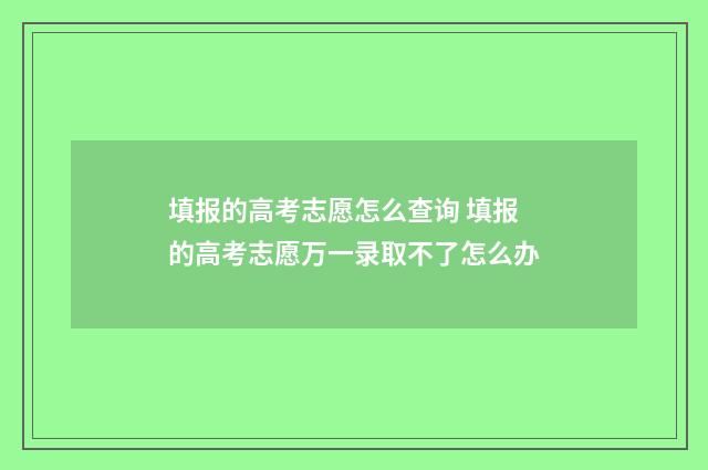 填报的高考志愿怎么查询 填报的高考志愿万一录取不了怎么办