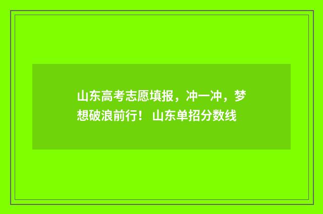 山东高考志愿填报，冲一冲，梦想破浪前行！ 山东单招分数线