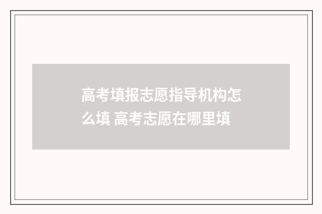 高考填报志愿指导机构怎么填 高考志愿在哪里填