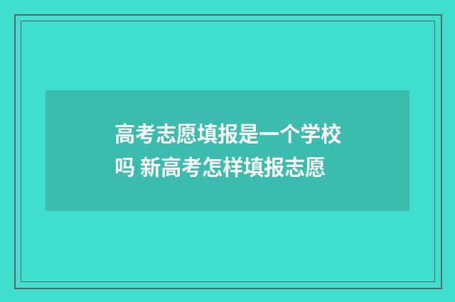 高考志愿填报是一个学校吗 新高考怎样填报志愿