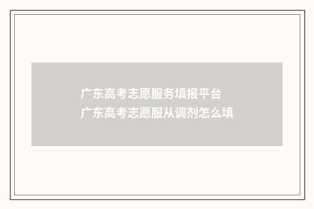 广东高考志愿服务填报平台 广东高考志愿服从调剂怎么填