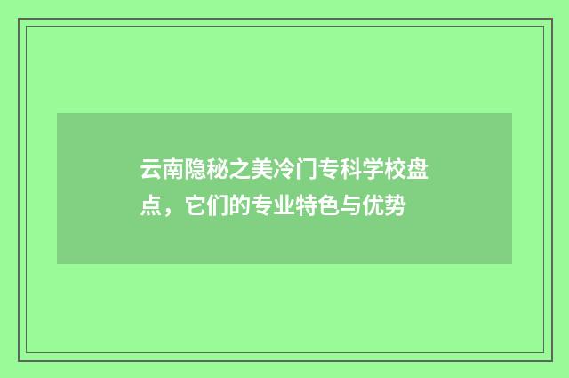 云南隐秘之美冷门专科学校盘点，它们的专业特色与优势