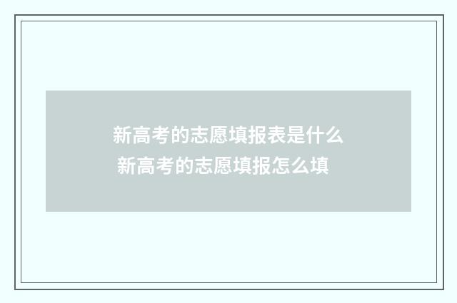 新高考的志愿填报表是什么 新高考的志愿填报怎么填