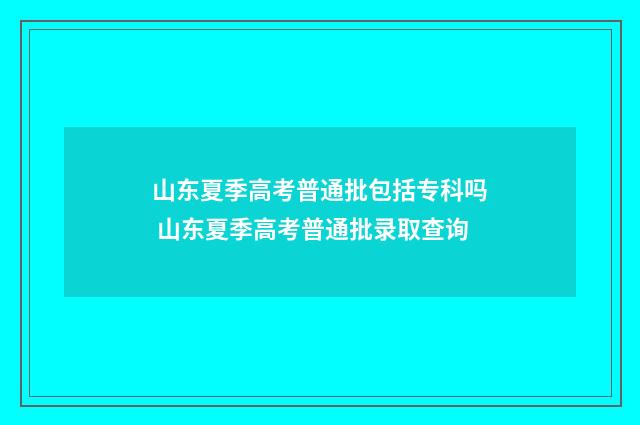 山东夏季高考普通批包括专科吗 山东夏季高考普通批录取查询