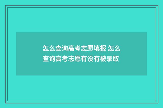 怎么查询高考志愿填报 怎么查询高考志愿有没有被录取