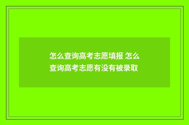 怎么查询高考志愿填报 怎么查询高考志愿有没有被录取