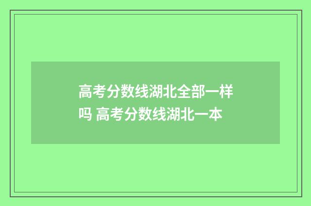 高考分数线湖北全部一样吗 高考分数线湖北一本