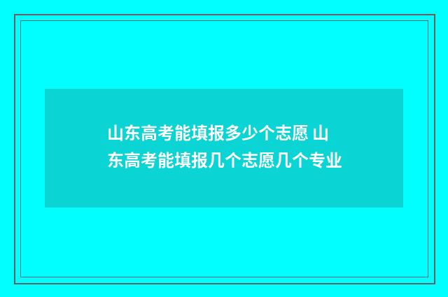 山东高考能填报多少个志愿 山东高考能填报几个志愿几个专业