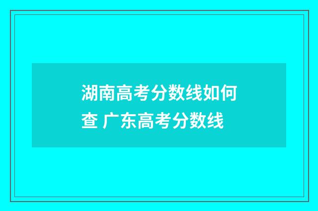 湖南高考分数线如何查 广东高考分数线