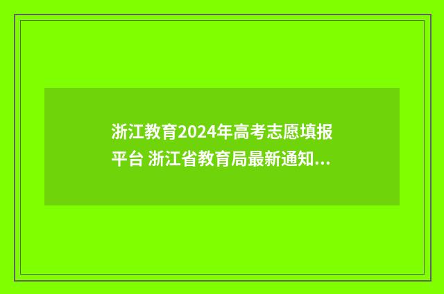 浙江教育2024年高考志愿填报平台 浙江省教育局最新通知2020