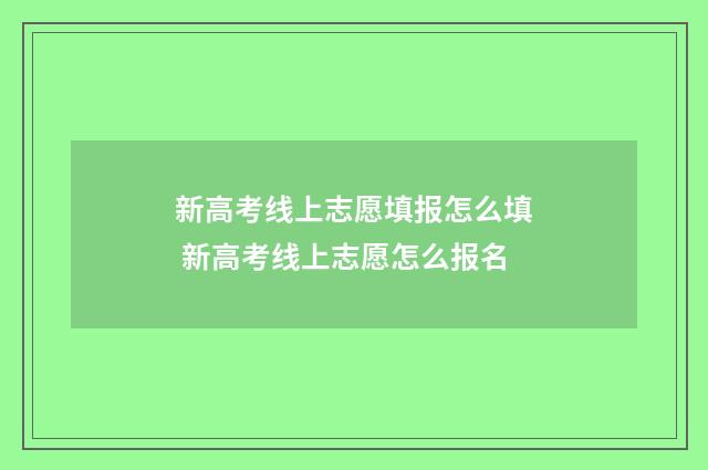新高考线上志愿填报怎么填 新高考线上志愿怎么报名