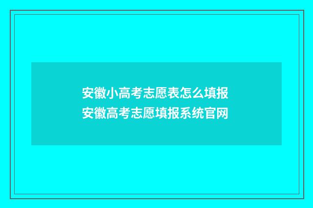 安徽小高考志愿表怎么填报 安徽高考志愿填报系统官网