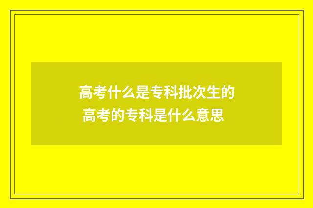 高考什么是专科批次生的 高考的专科是什么意思