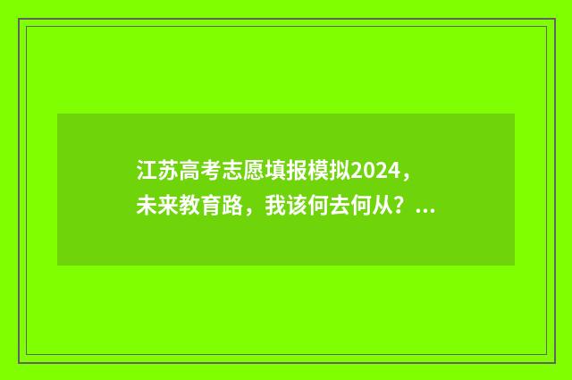 江苏高考志愿填报模拟2024，未来教育路，我该何去何从？ 江苏高考志愿填报流程