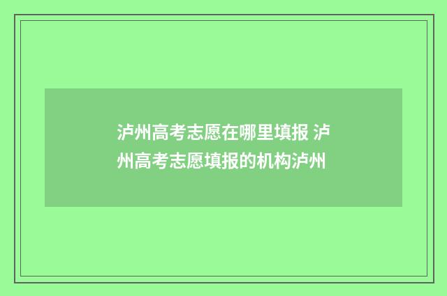 泸州高考志愿在哪里填报 泸州高考志愿填报的机构泸州