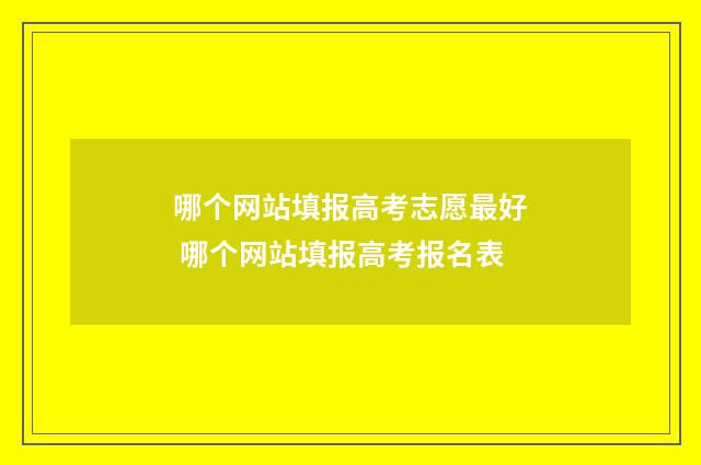 哪个网站填报高考志愿最好 哪个网站填报高考报名表