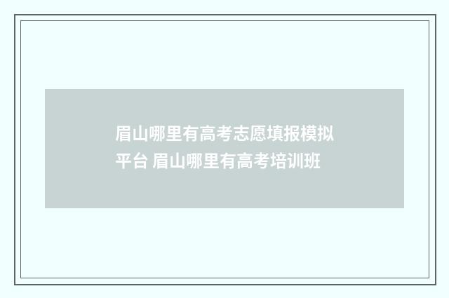 眉山哪里有高考志愿填报模拟平台 眉山哪里有高考培训班