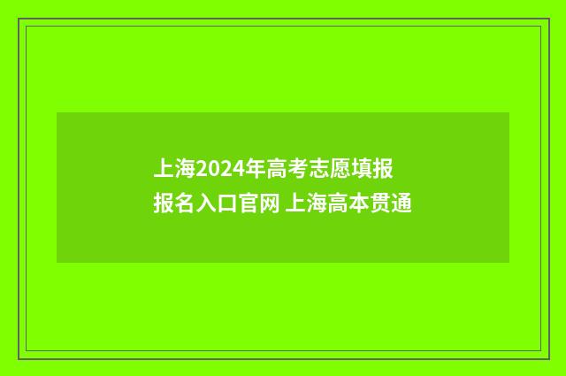 上海2024年高考志愿填报报名入口官网 上海高本贯通