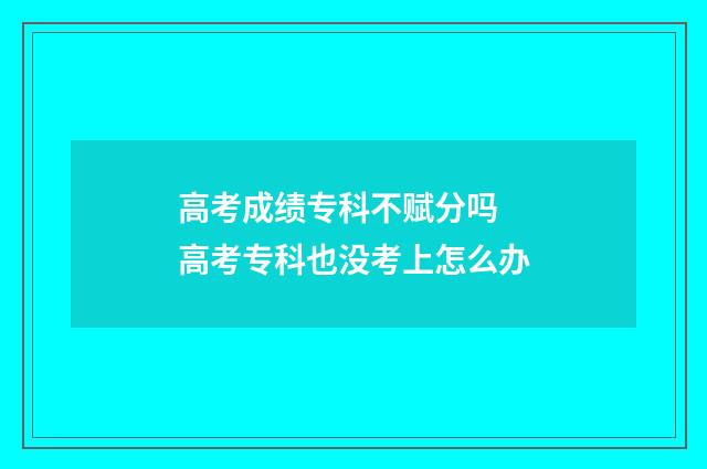 高考成绩专科不赋分吗 高考专科也没考上怎么办