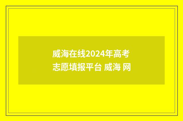 威海在线2024年高考志愿填报平台 威海 网
