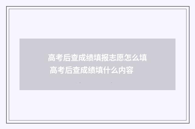 高考后查成绩填报志愿怎么填 高考后查成绩填什么内容