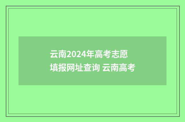 云南2024年高考志愿填报网址查询 云南高考