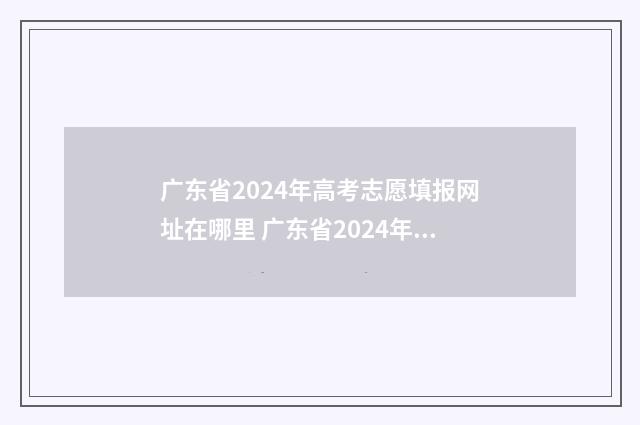 广东省2024年高考志愿填报网址在哪里 广东省2024年高考时间