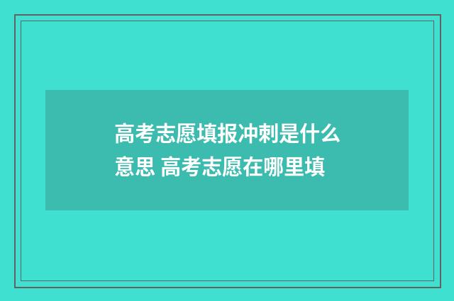 高考志愿填报冲刺是什么意思 高考志愿在哪里填