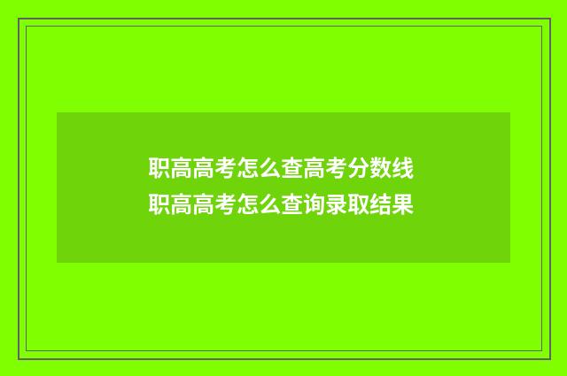 职高高考怎么查高考分数线 职高高考怎么查询录取结果