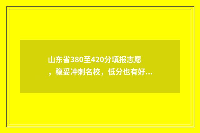 山东省380至420分填报志愿，稳妥冲刺名校，低分也有好选择 山东449分
