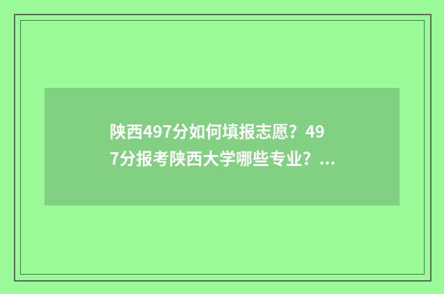 陕西497分如何填报志愿？497分报考陕西大学哪些专业？ 陕西省427分能考什么大学