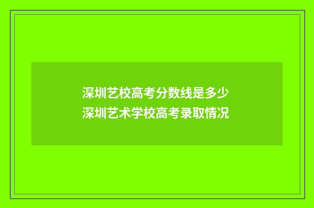 深圳艺校高考分数线是多少 深圳艺术学校高考录取情况