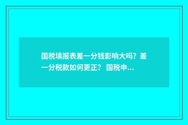 国税填报表差一分钱影响大吗？差一分税款如何更正？ 国税申报表