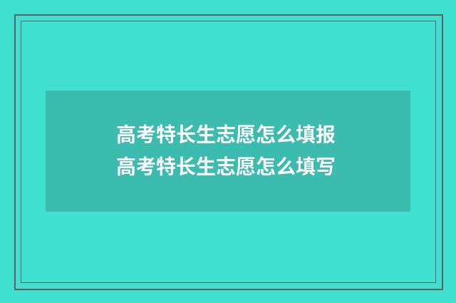 高考特长生志愿怎么填报 高考特长生志愿怎么填写