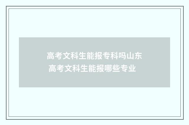 高考文科生能报专科吗山东 高考文科生能报哪些专业