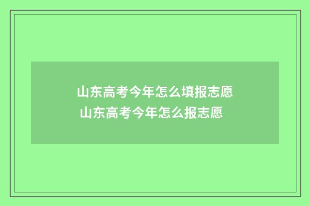 山东高考今年怎么填报志愿 山东高考今年怎么报志愿