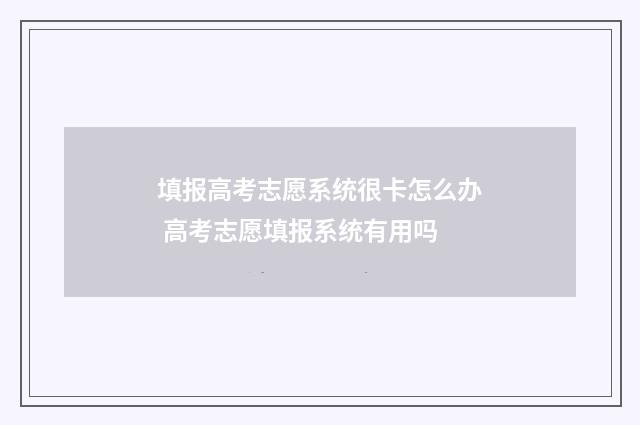 填报高考志愿系统很卡怎么办 高考志愿填报系统有用吗