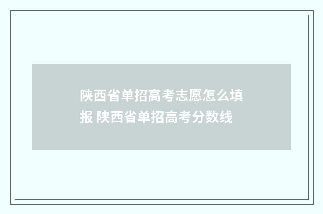 陕西省单招高考志愿怎么填报 陕西省单招高考分数线